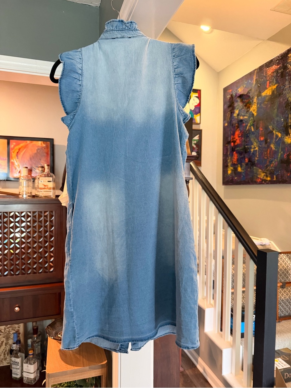 Mazik Light Blue Ruffled Collar Denim Dress - Picture 3 of 4